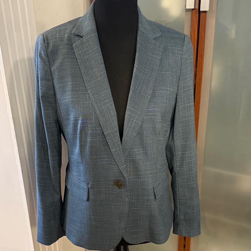 New with Tags Ann Taylor Teal Plaid Blazer 10P